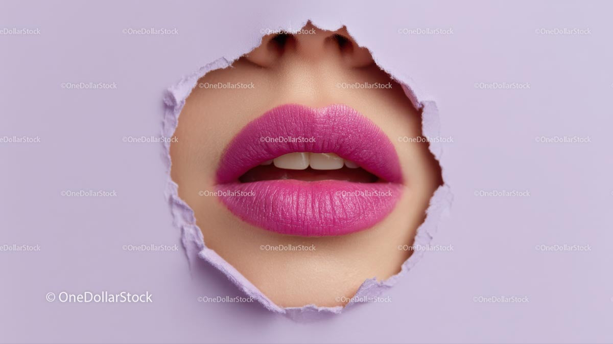 Captivating Female Portrait with Vibrant Pink Lipstick
