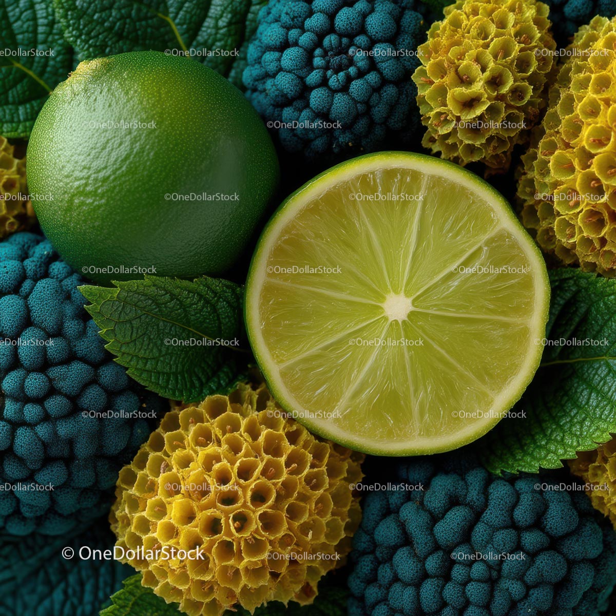 Vibrant Lime and Broccoli Composition for Fresh Food Inspiration