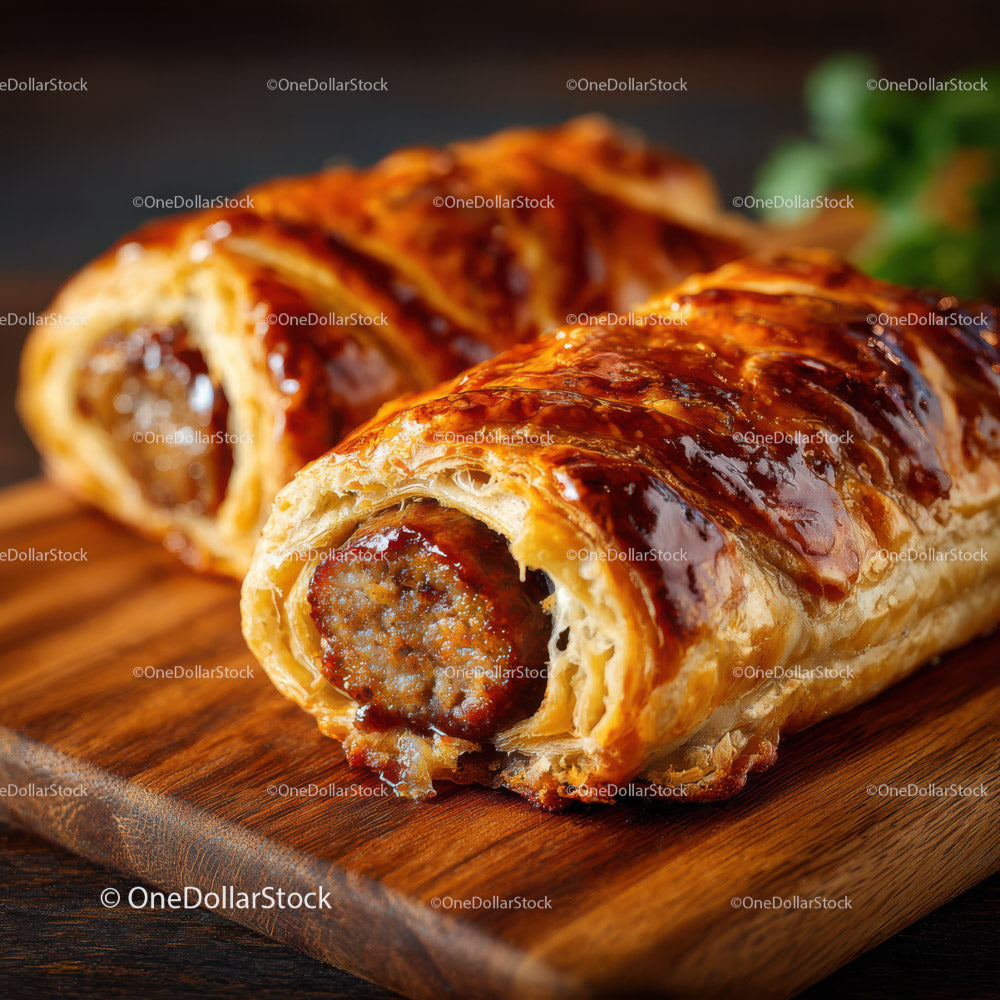 Crispy Spring Roll with BBQ Pork on Wooden Board