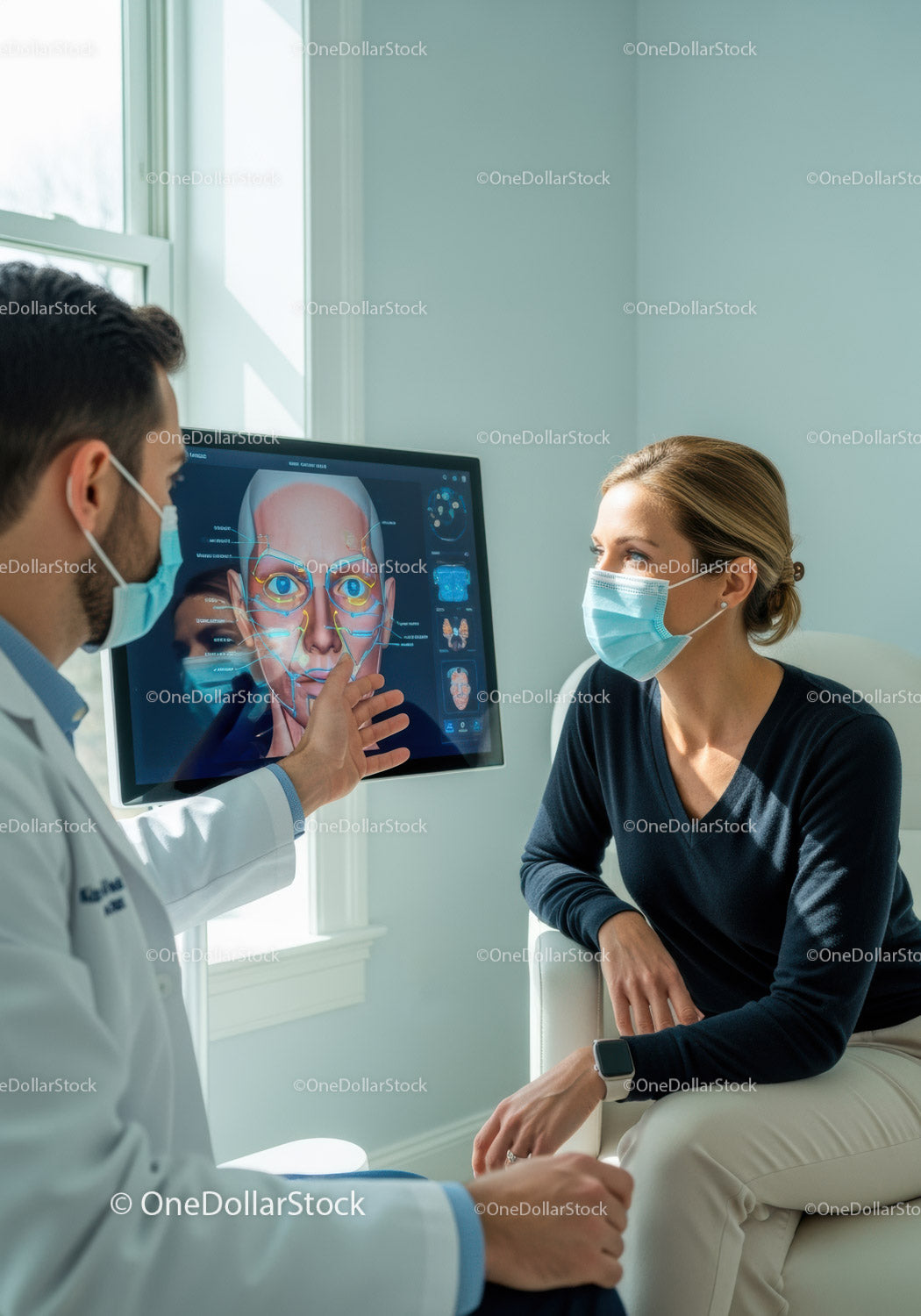 Konsultacja lekarska z cyfrowym skanem anatomii oka w warunkach klinicznych