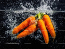 Fresh Carrots Splashing into Water in Vibrant Food Photography