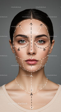 Woman with Facial Markings for Cosmetic or Skincare Treatment