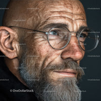 Thoughtful Elderly Man with Glasses and a Beard