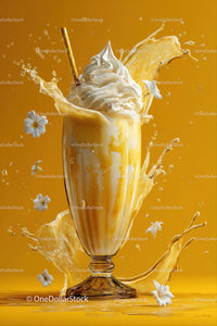 Creamy Orange Juice with Splash and White Flowers
