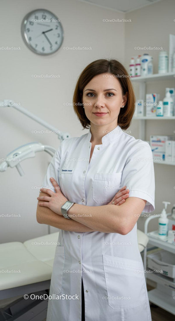 Kobieta pracująca w służbie zdrowia pewna siebie w nowoczesnej klinice medycznej