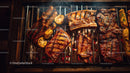Assorted Meat Ribs and Skewers Grilling on Barbecue Grill