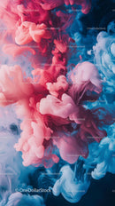 Abstract Colorful Ink in Water Blue and Pink Swirling Background