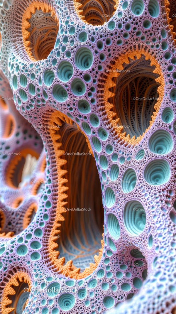 Close-up of Vibrant Marine Sponge with Porous Structure and Intricate Detail