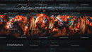 Juicy Grilled Meat Skewers with Charred Edges on Open Flame