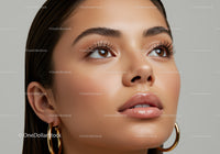 Close-up Portrait of a Young Woman with Flawless Skin and Brown Eyes