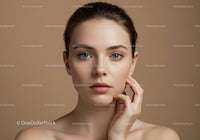 Elegant Young Woman Portrait with Blue Eyes and Flawless Skin