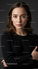 Young Woman Portrait with Confident Pose in Black Sweater