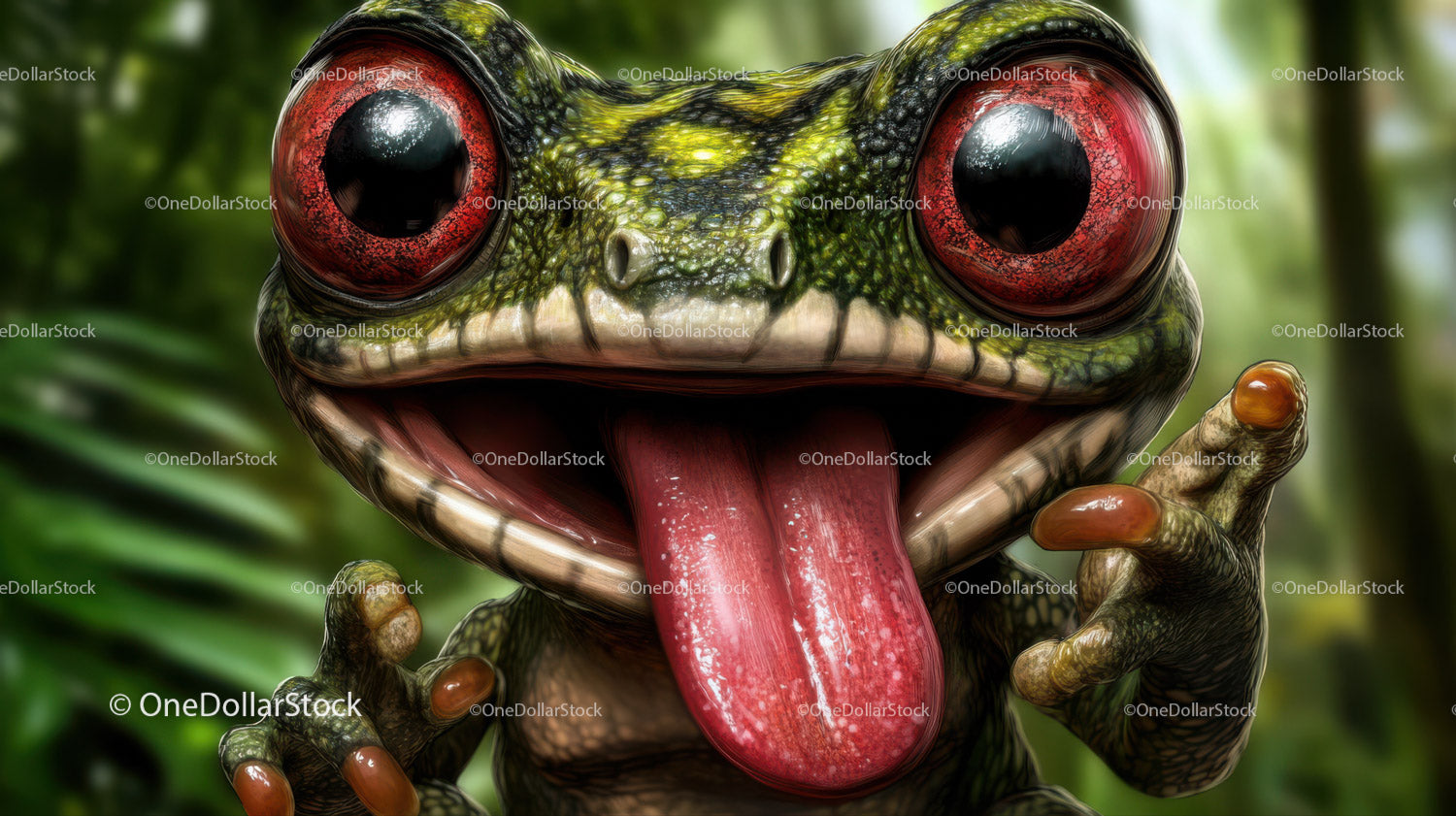 Colorful Frog with Large Red Eyes in Jungle