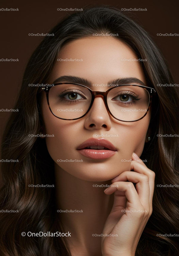 Fashionable Woman Wearing Stylish Glasses with Elegant Makeup