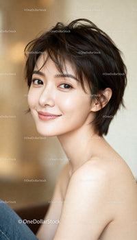Natural beauty portrait of a smiling young woman indoors