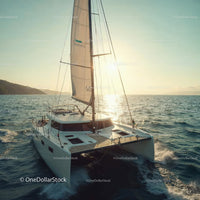 Luxury Sailing Yacht on Calm Sea at Sunset