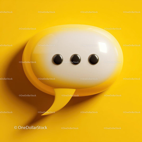 Yellow Speech Bubble Icon With Three Dots