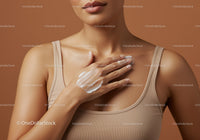 Close-up of Woman Applying Lotion on Chest in Skincare Routine