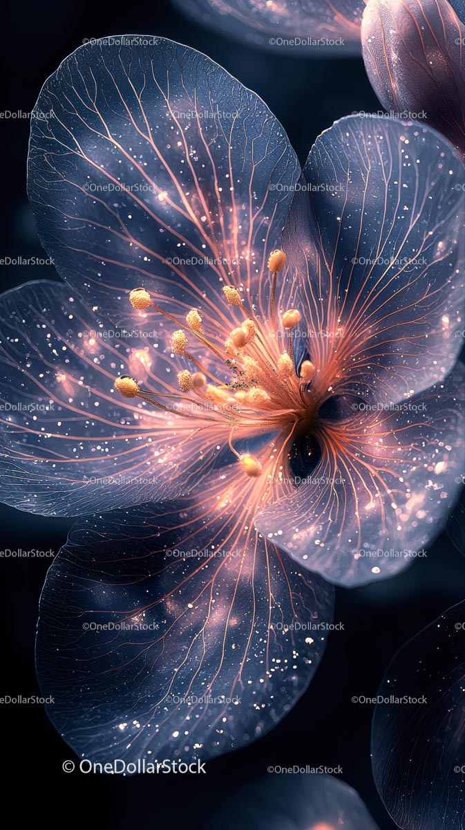 Ethereal Glowing Flower with Radiant Petals and Cosmic Details