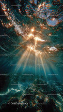 Enchanting Underwater Scene with Sunlight and Bubbles