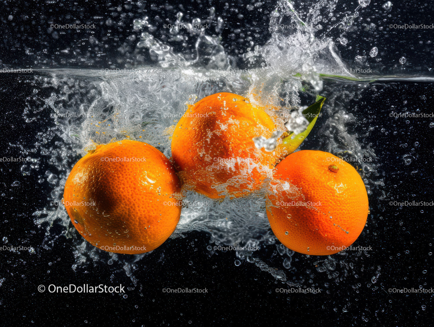 Fresh Orange Fruits Splashing into Water with Vibrant Colors