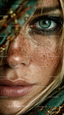 Close-up of Woman with Blue Eye and Freckled Skin for Beauty Portrait