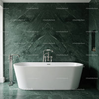 Modern Green Marble Bathroom with Freestanding Bathtub