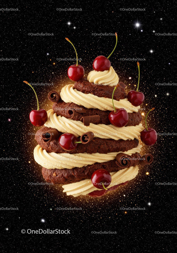 Whipped Cream Chocolate Cake with Fresh Cherries