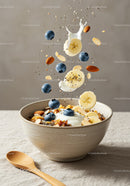 Healthy breakfast bowl with fresh fruits and yogurt