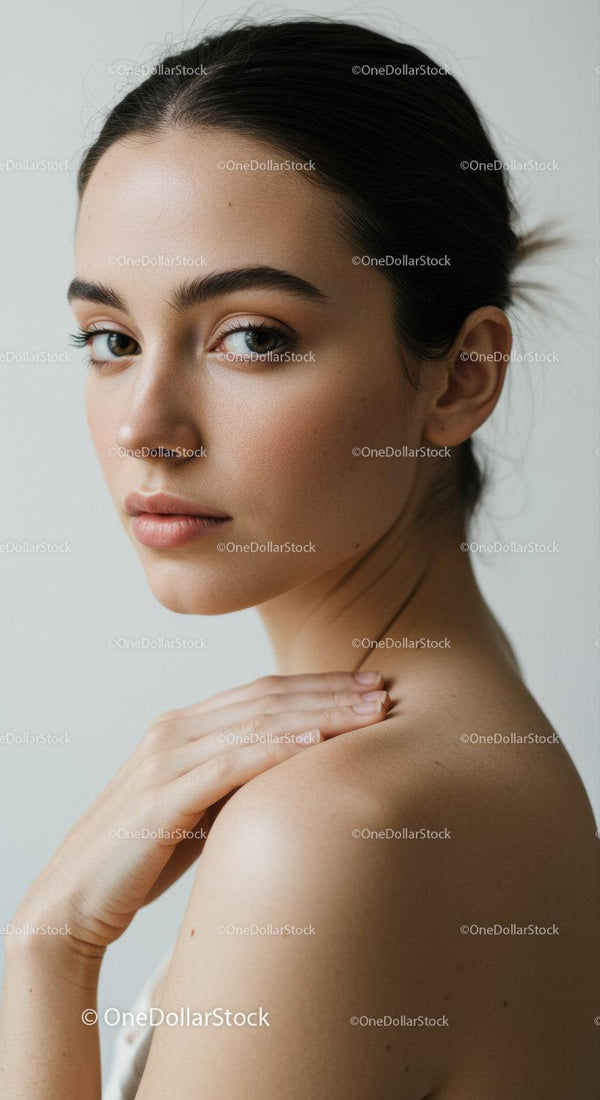Close-Up Portrait of a Beautiful Young Woman with Clear Skin