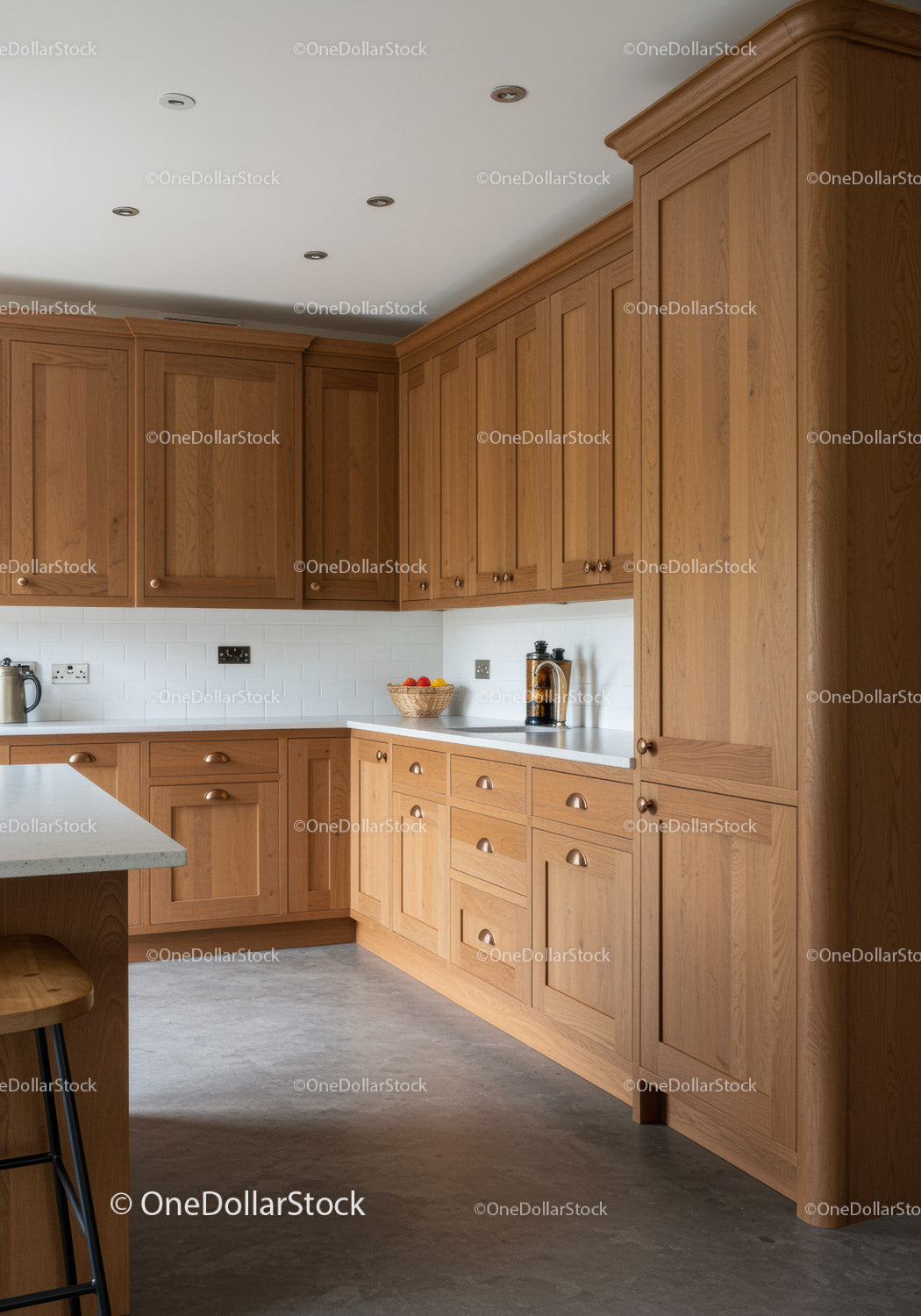 Warm Wooden Kitchen Cabinets in Modern Cozy Home Interior