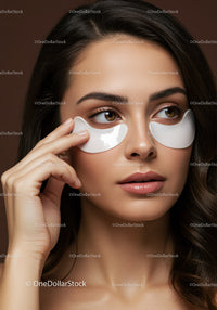 Young Woman Applying Under Eye Patches for Skincare and Relaxation