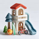 Colorful Plastic Kids Playhouse with Slide and Outdoor Toys