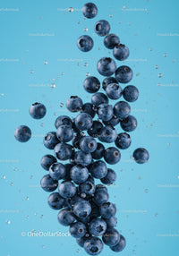 Fresh blueberries immersed in clear sparkling water