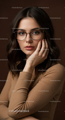Stylish Young Woman with Glasses in Casual Fashion Portrait