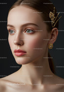Elegant Young Woman with Jewelry and Floral Hair Accessories