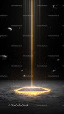 Futuristic Energy Beam in Deep Space with Asteroids and Cosmic Dust