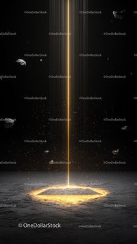 Futuristic Energy Beam in Deep Space with Asteroids and Cosmic Dust