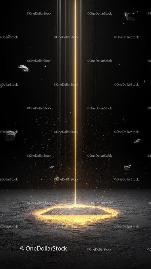 Futurystyczna wiązka energii w głębokiej przestrzeni kosmicznej z asteroidami i pyłem kosmicznym