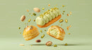 Pistachio Cream Pastries with Gold Leaf Decoration