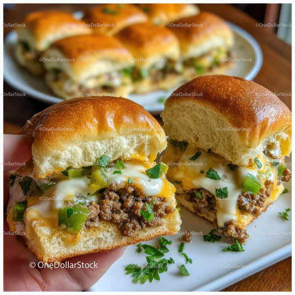 Juicy Beef Cheddar Sliders with Green Onions and Soft Buns