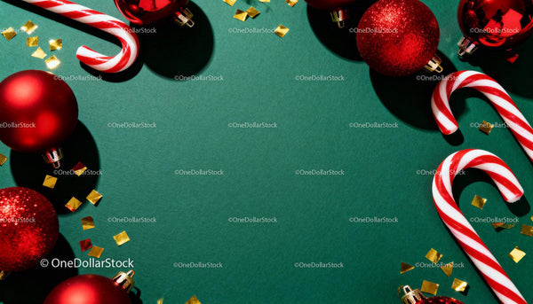 Christmas festive decorations with candy canes and baubles