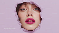 Captivating Female Portrait with Vibrant Pink Lipstick