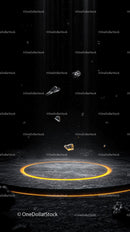 Falling Glass Fragments in Space Scene with Cosmic Background