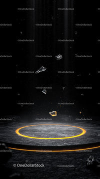 Falling Glass Fragments in Space Scene with Cosmic Background