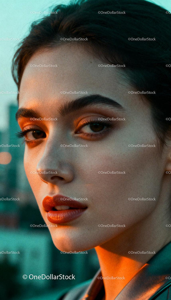 Close-up portrait of a young woman in warm light