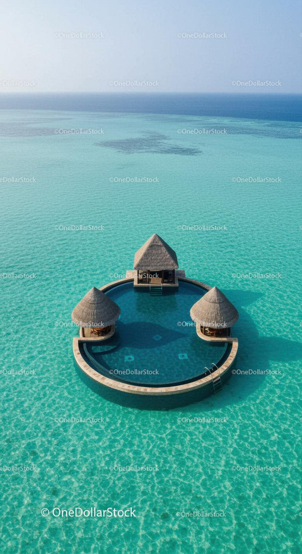 Luxurious Overwater Bungalow with Infinity Pool in Turquoise Ocean