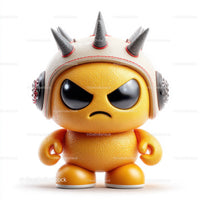 Aggressive Vinyl Toy Figure with Spiky Helmet and Yellow Skins