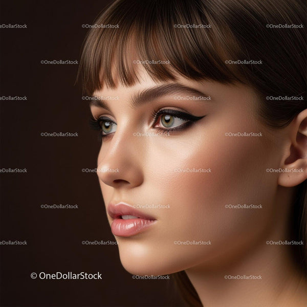 Elegant Woman with Sophisticated Eye Makeup and Youthful Glow