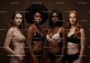 Confident diverse women posing together in lingerie
